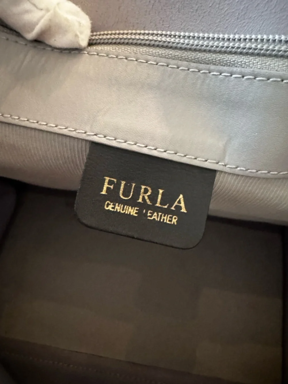 Furla gray Italian leather tote bag gold hardware - Picture 15 of 17